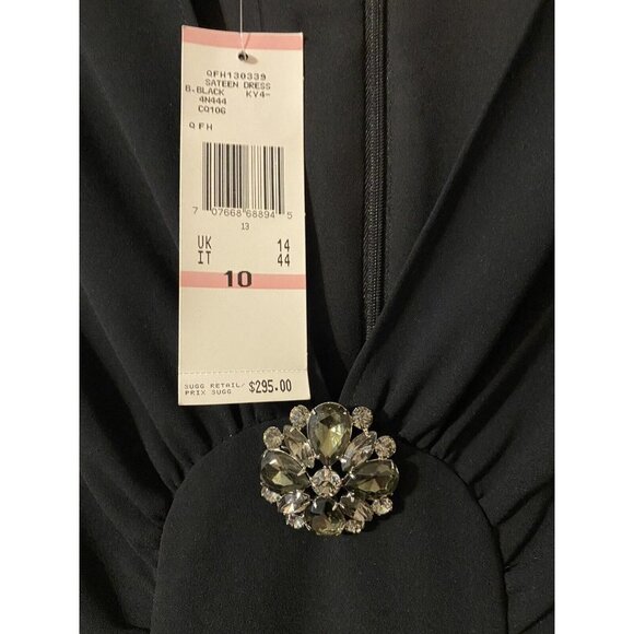 Anne Klein Dress Black 10 V Neck A Line Career Party Wedding NWT NEW $295 - Picture 9 of 12